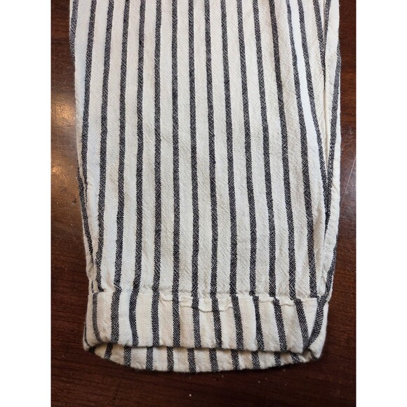 Old Navy Linen Blend Pants Womens Large White Blue Striped Tapered Ankle Pull On - Picture 4 of 7